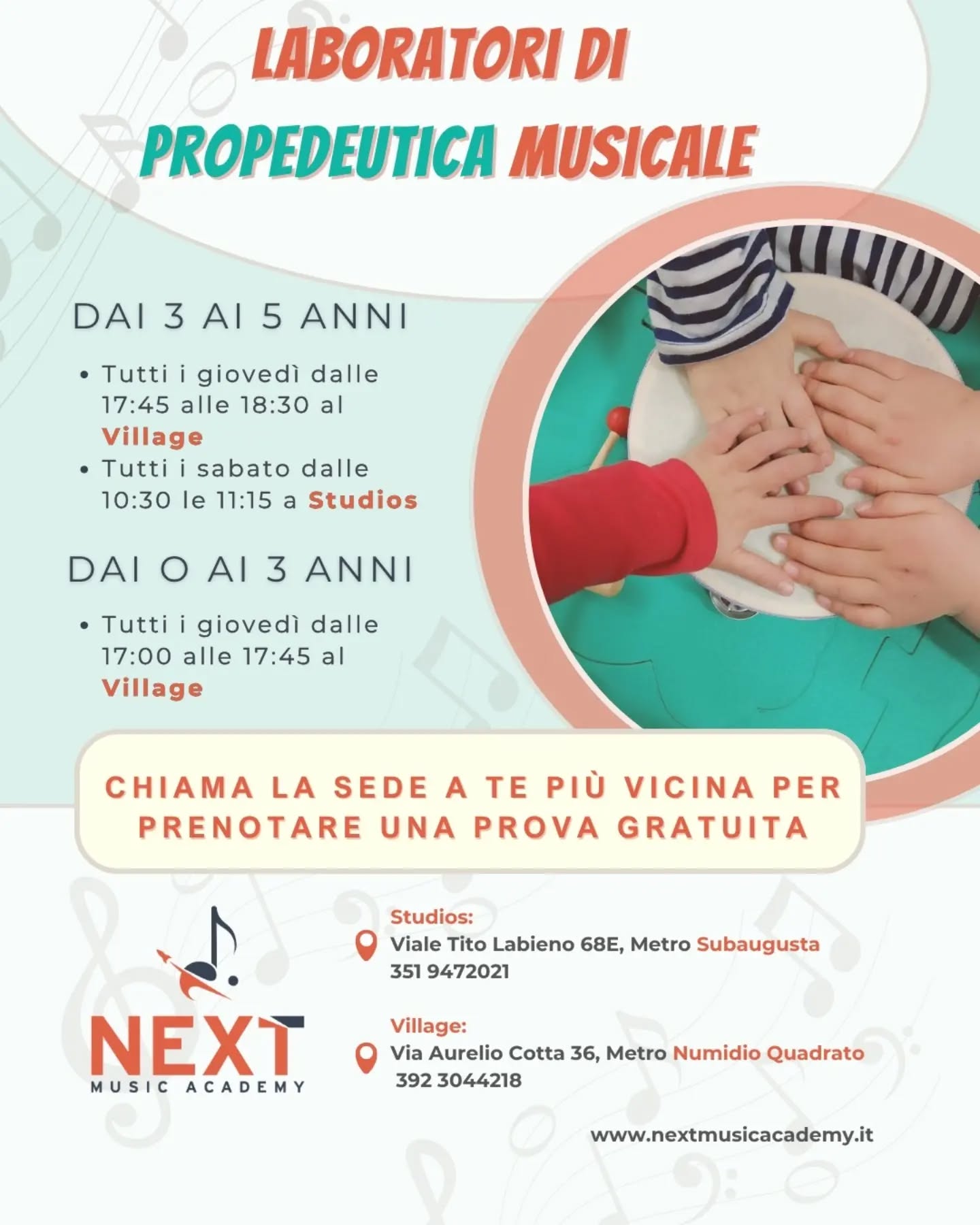 Corsi di propedeutica per piccoli musicisti in erba! Contattaci per una prova gratuita e senza impegno 🚀